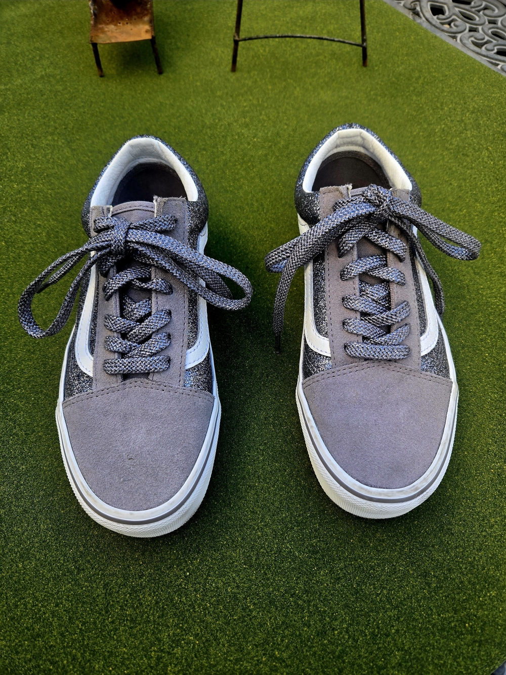 Vans 7 OLD SKOOL Glitter Low-Top Sneakers GREAT TREAD SPARKLY Y2K SKATER VIBES - Picture 8 of 14